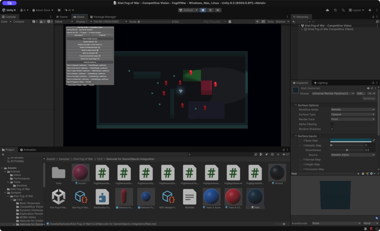Fog of War competitive vision setup in Unity